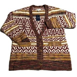 Lucky Brand Women’s Cardigan Grandpa Longline V-Neck Sweater Size L Large NWT